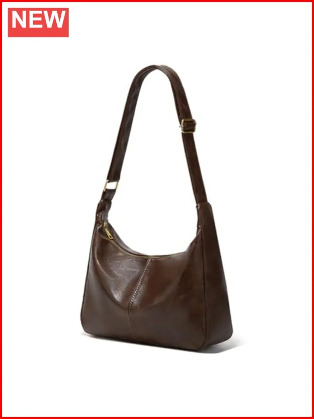 Large Slouchy Hobo Bag with Zipper PU Leather Shoulder Bag Commuting
